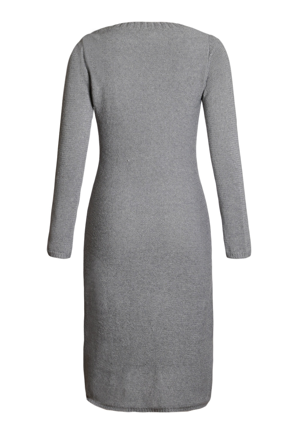 BY27772-11 Gray Women’s Hand Knitted Sweater Dress